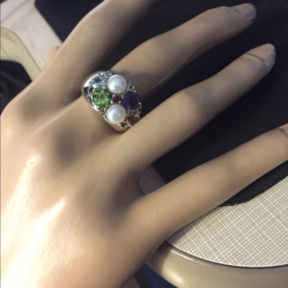 QVC  Amazing multicolor gemstone Sterling silver BAND - Picture 3 of 8